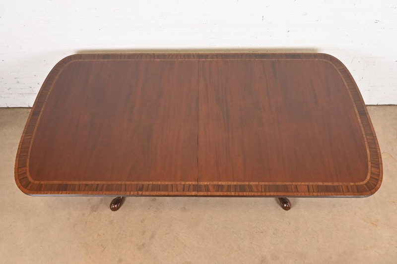 Baker Furniture Style English Georgian Banded Mahogany Dining Table, Refinished gallery