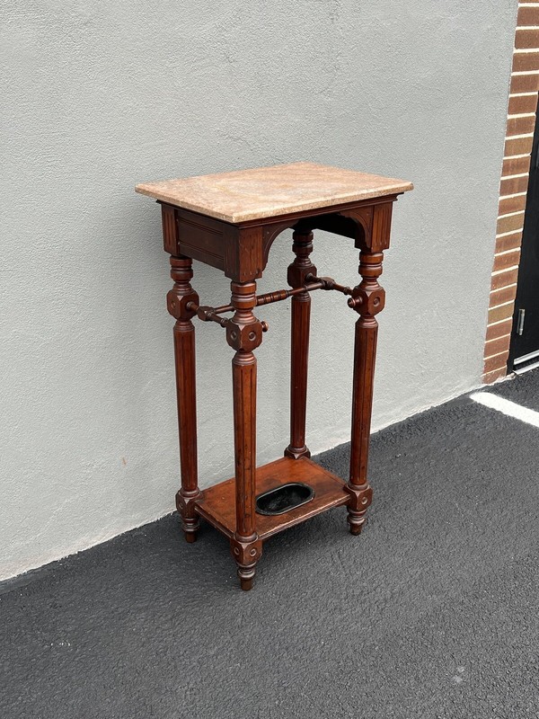 large Victorian marble top umbrella stand/table 1870s 45.5 Inches Tall! gallery