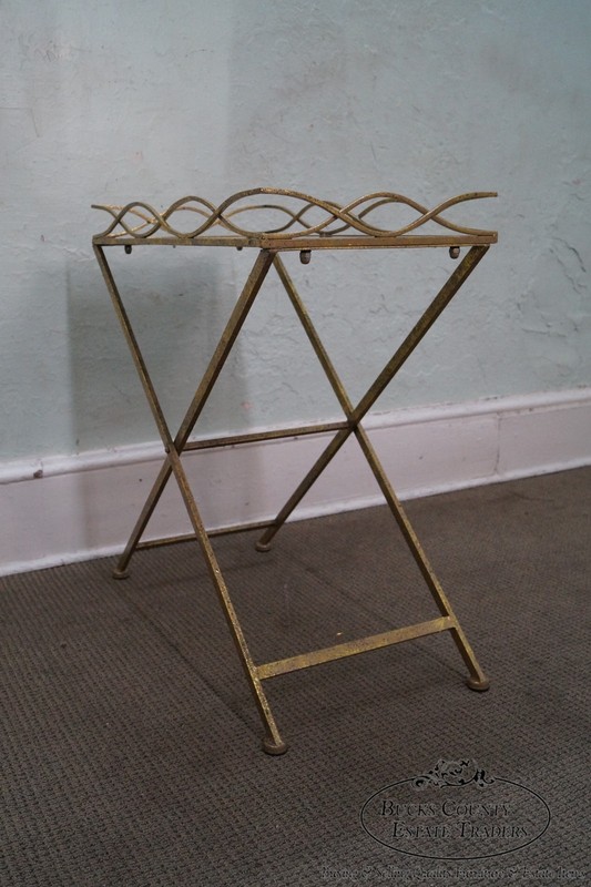 Regency Style Gilt Metal Mirror Top Serving Table gallery