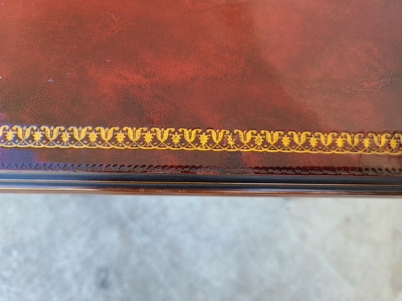 Mid Century Tooled Red Leather Mahogany Nesting Tables gallery
