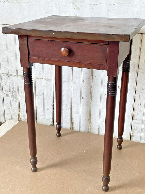 Antique Cherry one Drawer Table Nightstand lamp stand turned legs