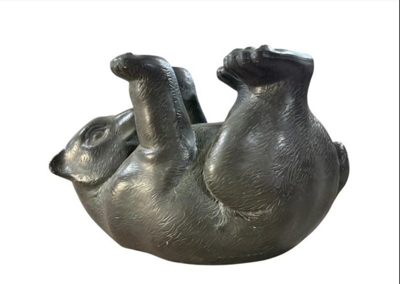 VTG Black Bear Glass Top Coffee Table Animal Sculptural Base 45” Cabin Lodge gallery