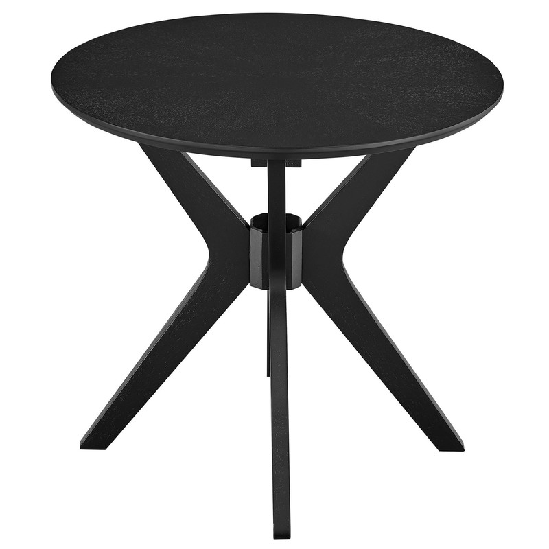 Mid Century Modern 24 Inch Round Side Table with Unique Intersecting Base gallery