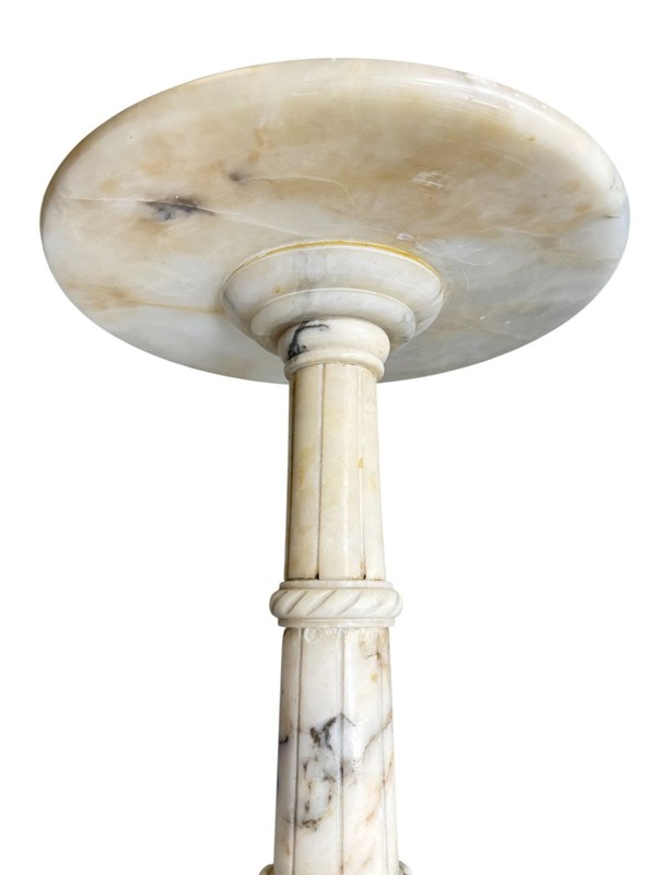 Rustic Carved Alabaster Gueridon Small Occasional Table Stand gallery