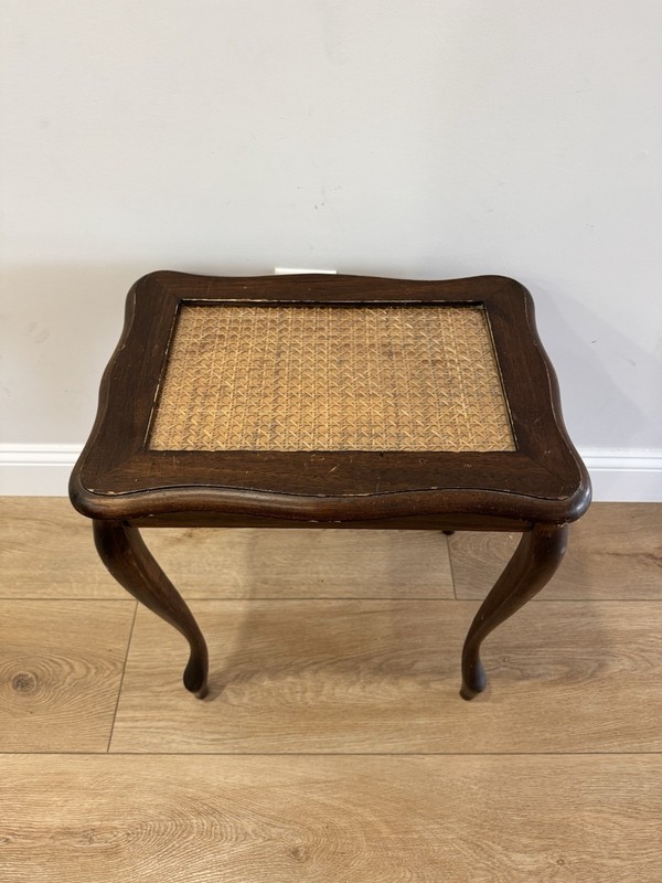 Italian Provincial Cane Top Table – Vintage Wood Accent Table – Italy