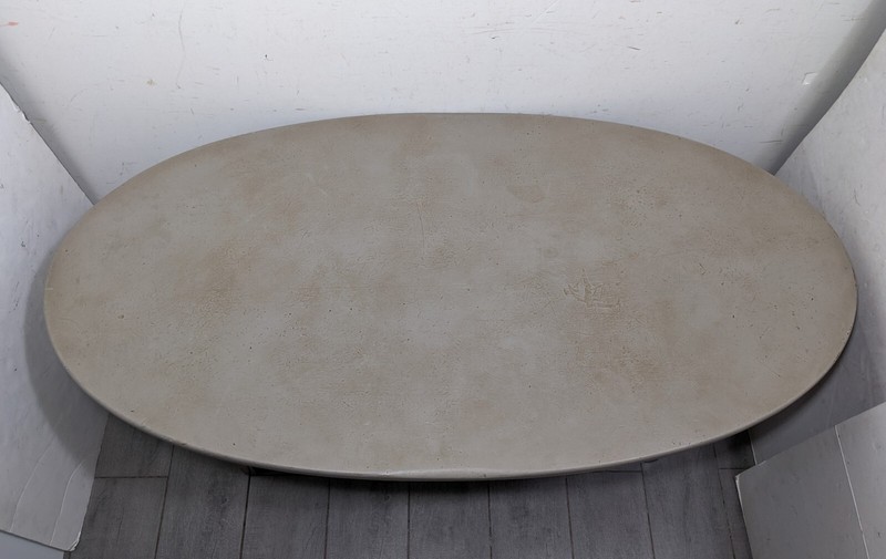 Vintage Ethan Allen Rustic Farmhouse Pine Wood Oval Coffee Table Painted Top gallery