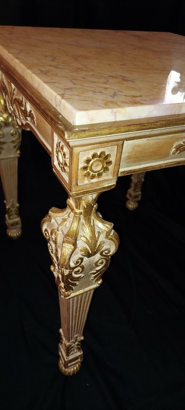 Italian End Table, Hand Crafted, Antique Style, Square 24.5"W x 26"H, Marble Top gallery