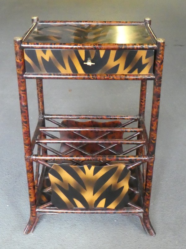 MAITLAND SMITH FAUX TIGER REAL BAMBOO MAGAZINE STAND