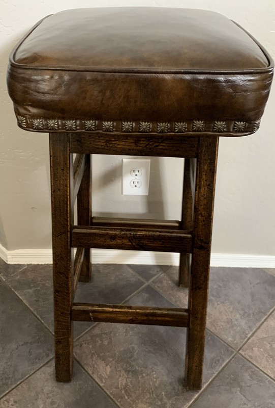Rare Vintage Jamestown Lounge Co Oak/ Leather Swivel Bar Stool #1