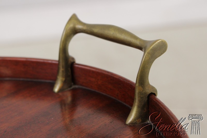 F73268: English Edwardian Inlaid Mahogany Oval Tray Table gallery