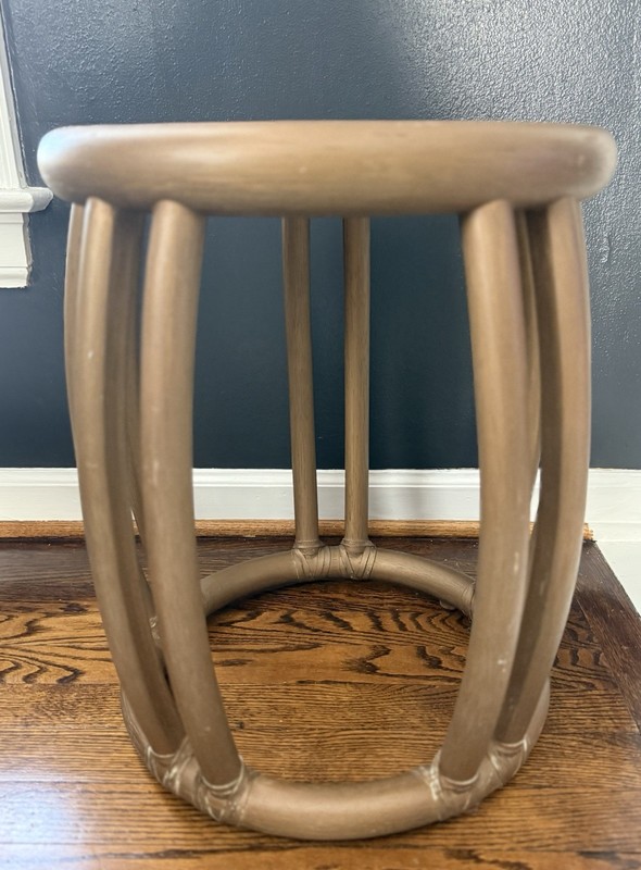 Vintage McGuire Rattan Drum Side Table or Stool gallery