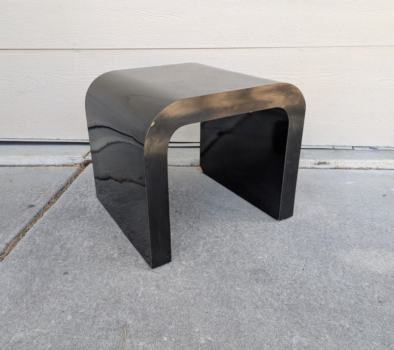 Vintage 1980s Postmodern Black Lacquer Waterfall End Table Glam Art Deco gallery