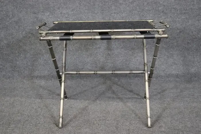 Maison Bagues Style Faux Bamboo Smoked Glass Steel Coffee Table gallery