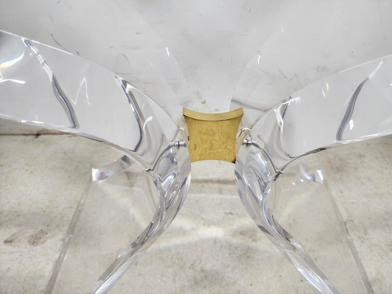 MCM Lucite Dining Table Base Signed by Lion In Frost gallery