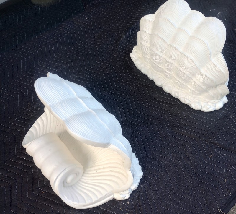 Vintage Mid Century Sea Shell Coffee Table Glass Top gallery