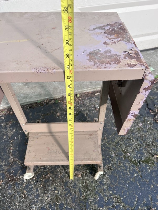 Vtg Metal Industrial Rolling Typewriter Table Cart Drop Leaf Desk Parts Tanker gallery