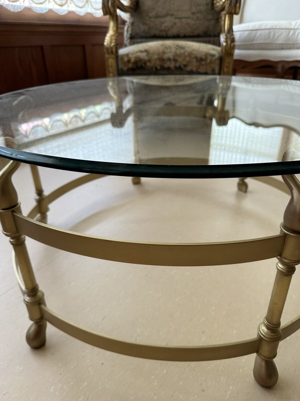 JANSEN Style Swan Coffee Table 31" x 14.5" with GLASS TOP, Hollywood Regency gallery