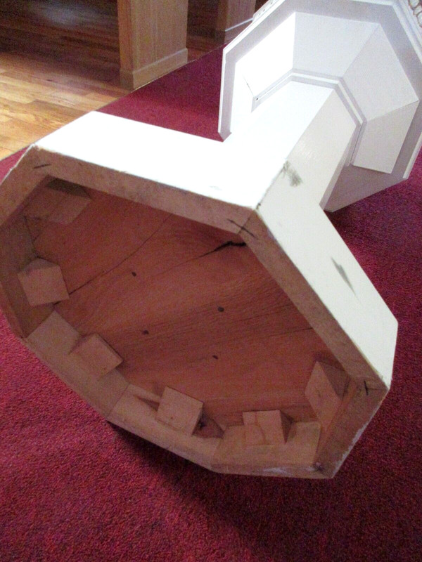 MID-CENTURY DECORATED WOODEN CHURCH BAPTISMAL COVERED STAND gallery