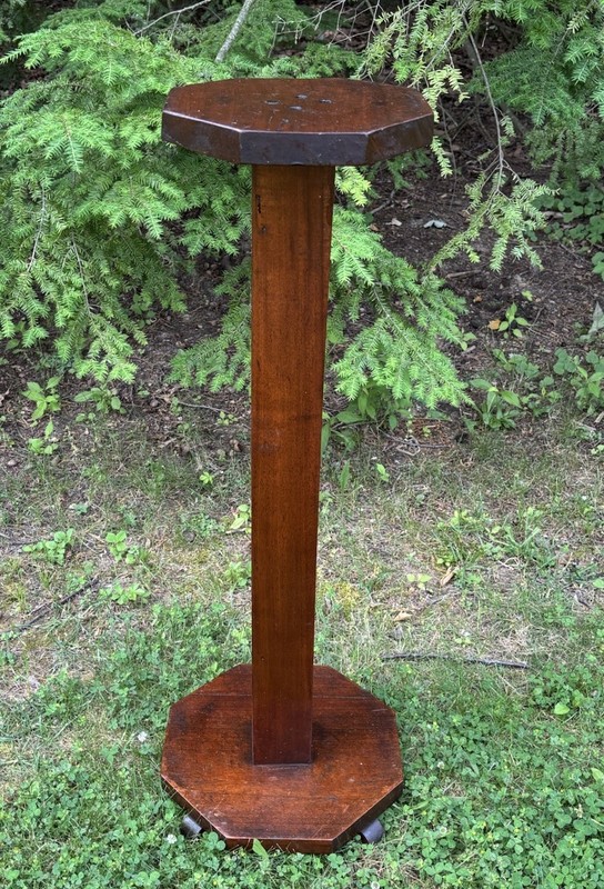 Antique Arts & Crafts Mission Quartersawn Wood Plant Stand Pedestal Octagon 33"H gallery