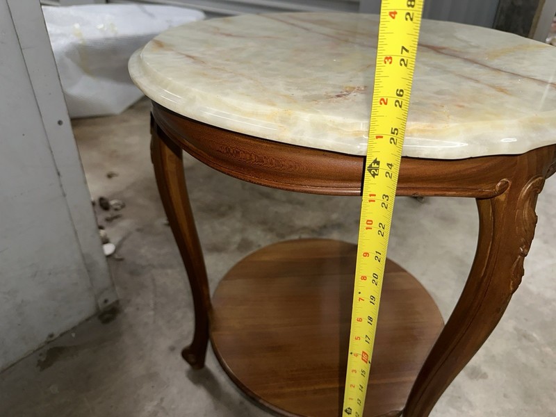 Antique French Coffee Side Table With Italian Onyx On Top gallery