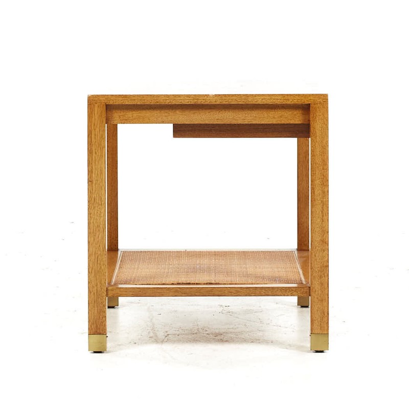 Harvey Probber Mid Century Bleached Mahogany and Cane Side Table gallery