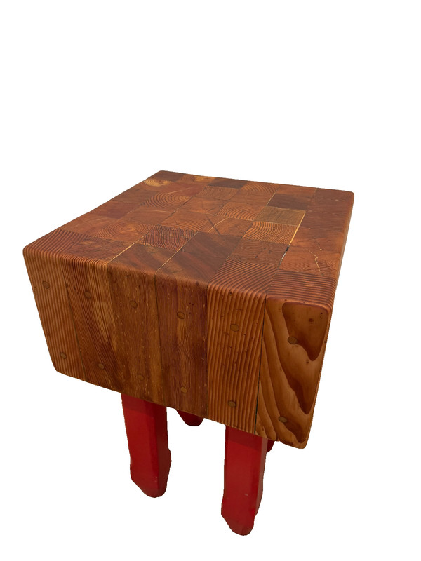 Vintage Antique Butcher's Block Carving Kitchen Table, Hand-Crafted 1975 gallery