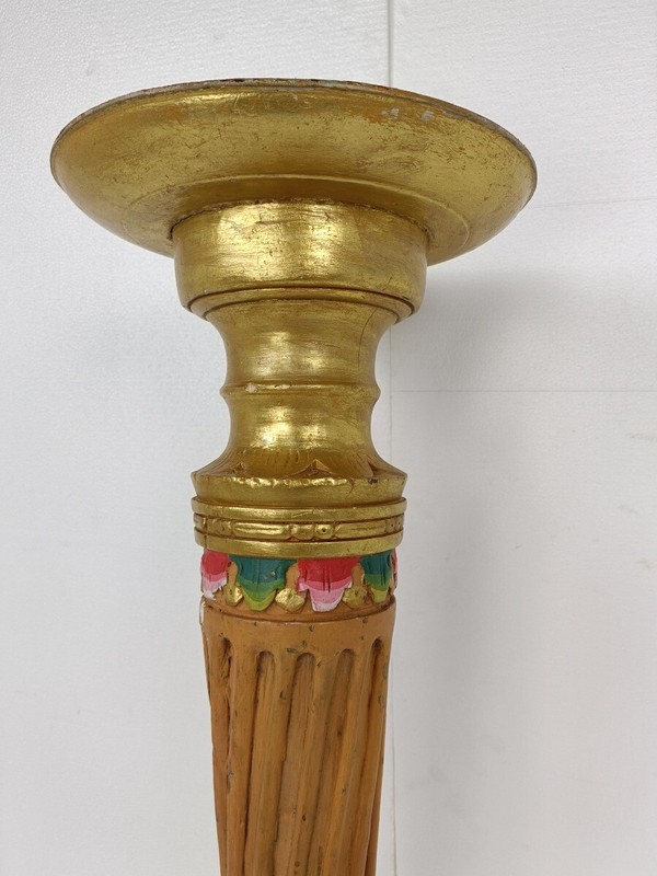 Wooden polychrome Side Wine Display Table Pedestal Plant Bonsai Flower Stand gallery