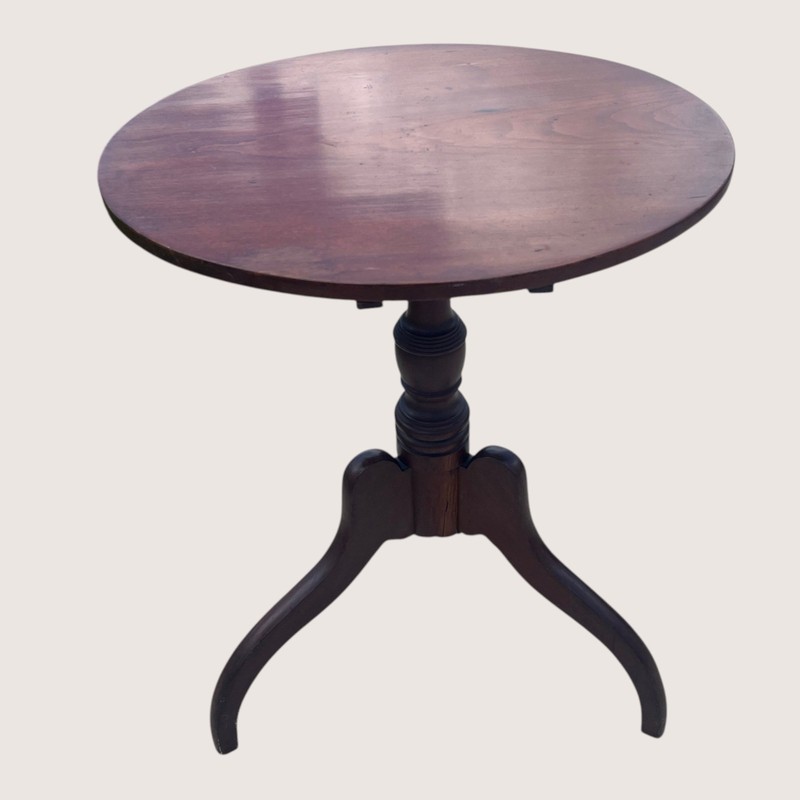 Early 1800s Cherry Tilt Top Candle Stand