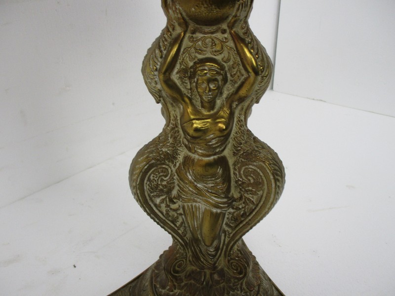 Three Graces Ornate Brass Pedestal Table Plant Stand Side Wine Coffee Table Holl gallery