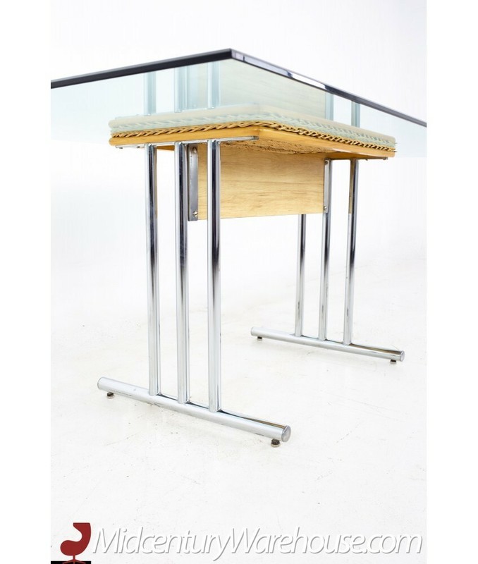 Mid Century Glass and Chrome Dining Table gallery