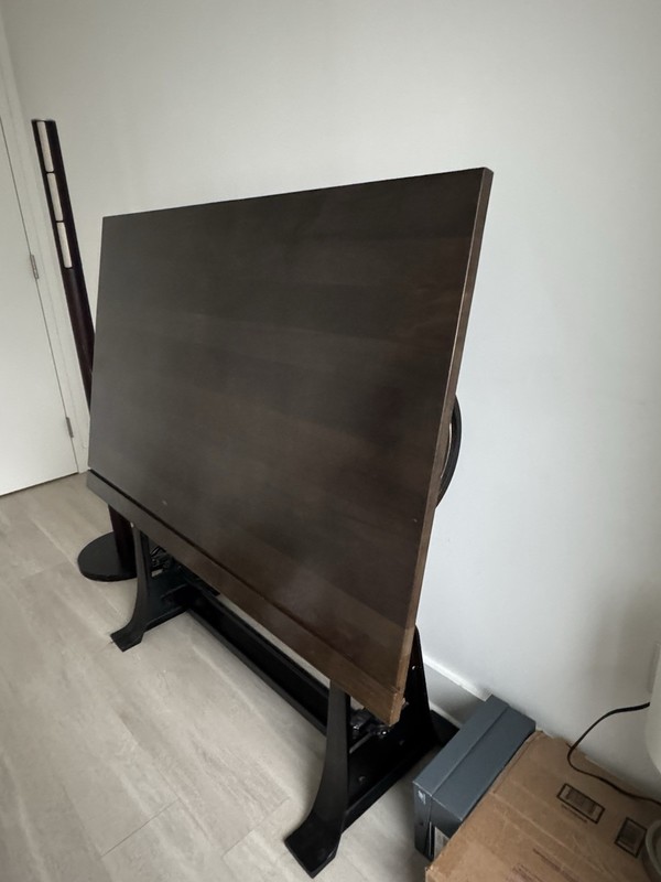 Industrial Adjustable DRAFTING Table Solid Wood & Cast Iron Base NYC Pickup Only gallery