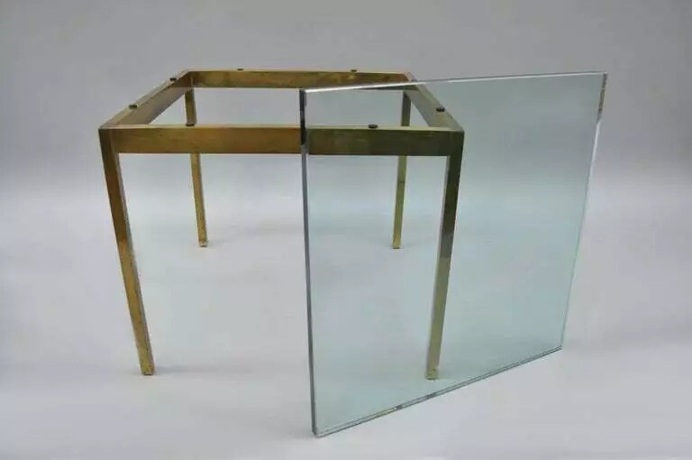 Mid Century Modern Burnished Brass Bronze Square Side Table by Scope Furniture gallery