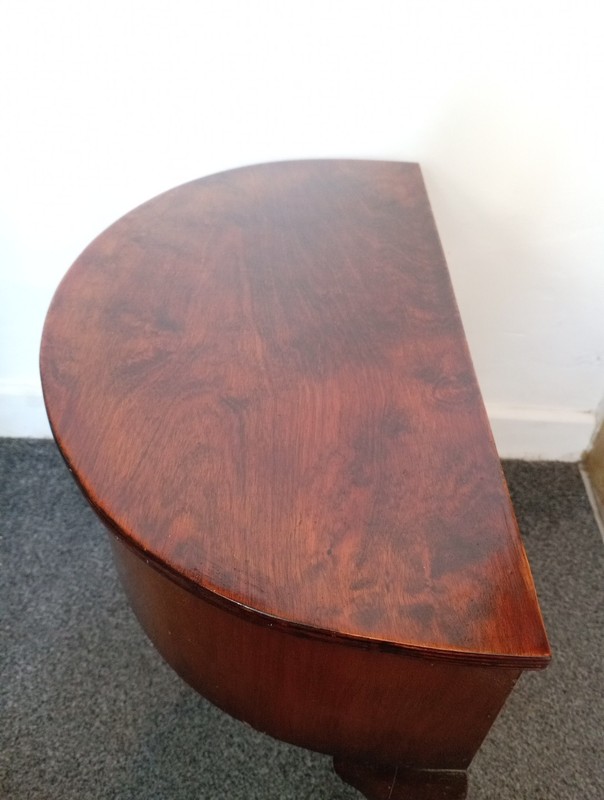 Mahogany Demi-Lune Table - Sewing Table With Box And Lid, Console Table Hall Tea gallery