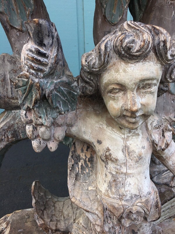 Antique Mexican Side Table Console Bacchus Wine Grapes Vineyard Early California gallery