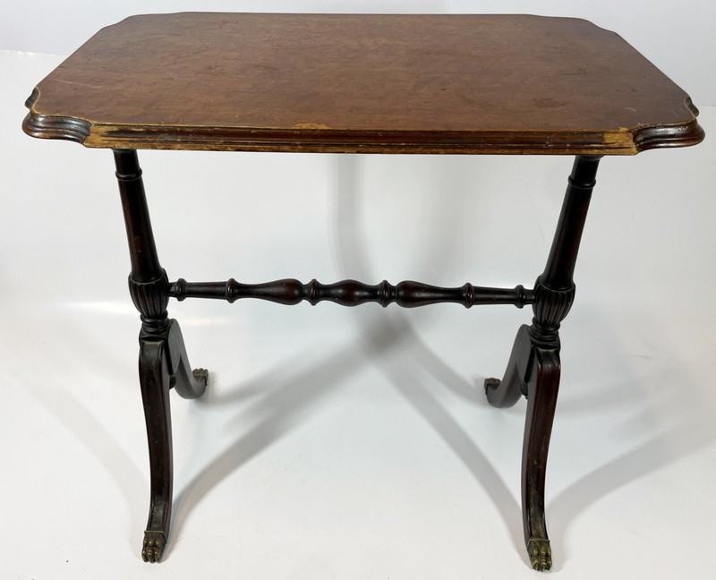 Vintage Brass Claw Foot Chippendale Style” Rectangle Wood Side End Table