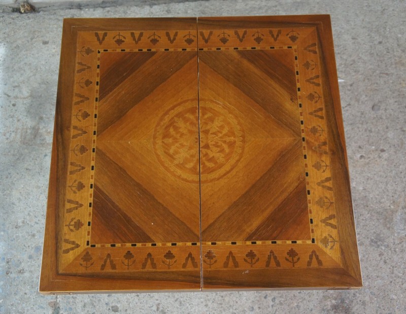 Mid Century Italian Flip Top Walnut & Marquetry Inlay Square Coffee Table Italy gallery