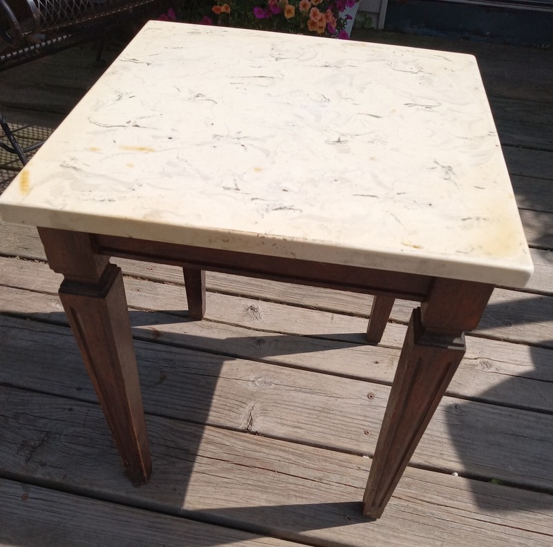 Oak Marble Top Side Table / End Table (ET308)
