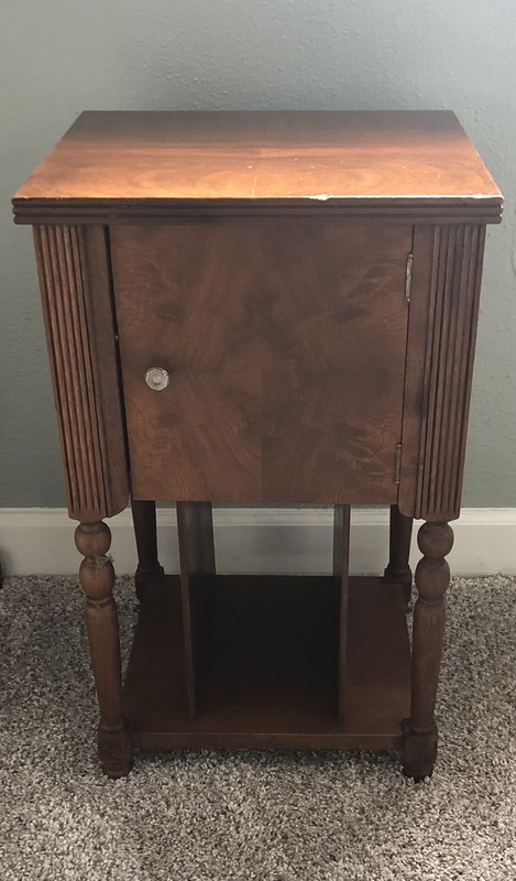 Vintage MidCentury Wood Side Table Smokers Stand with Book Holder