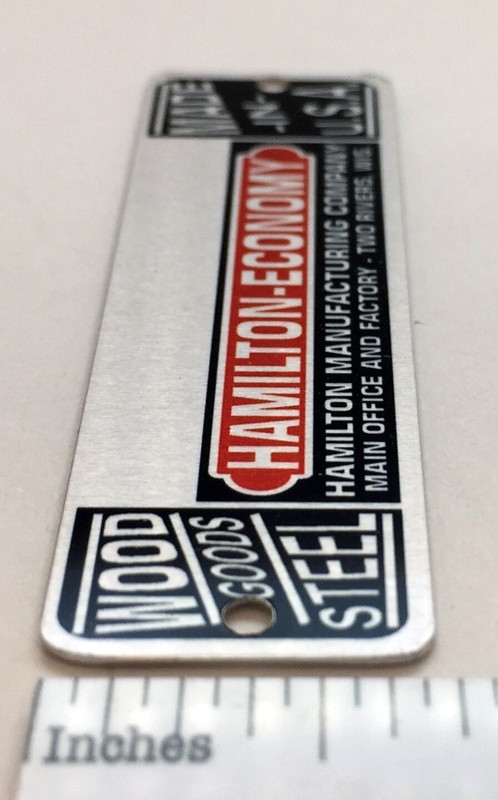 Hamilton Economy Drafting Table Metal Identification Badge - Reproduction gallery
