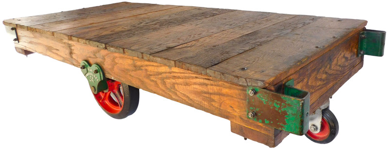 Restored Vintage Fairbanks 5.5' Railroad / Factory Oak & Cast Iron Utility Cart