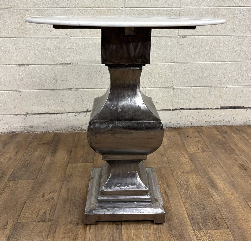 Metal Base Marble Top Pedestal Table gallery