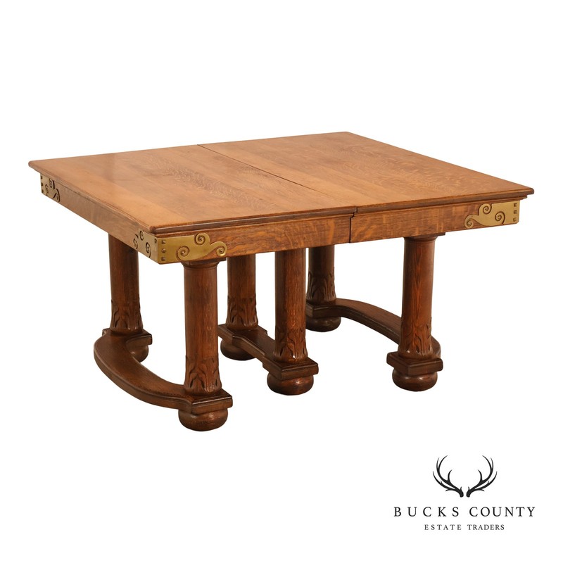 Antique Victorian Oak Expandable Dining Table
