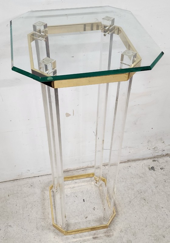 Lucite Pedestal Display Stand CHARLES HOLLIS JONES Style 24 Karat Gold Plated gallery