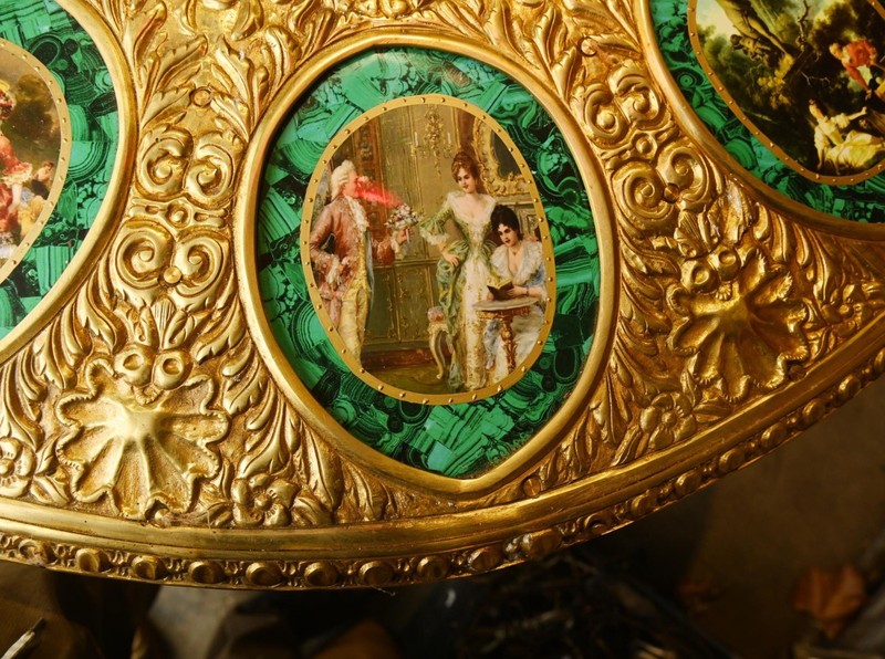 Napoleon III Malachite Centre Table Painted Plaques French Revival gallery