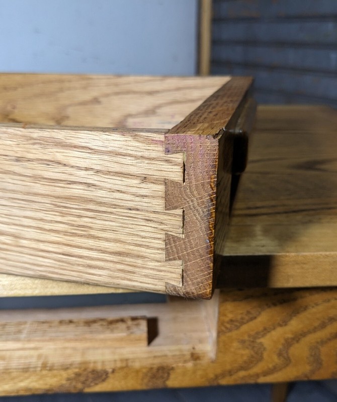 Vintage Handcrafted Rustic Farmhouse Country Solid Oak Wood Table Writing Desk gallery