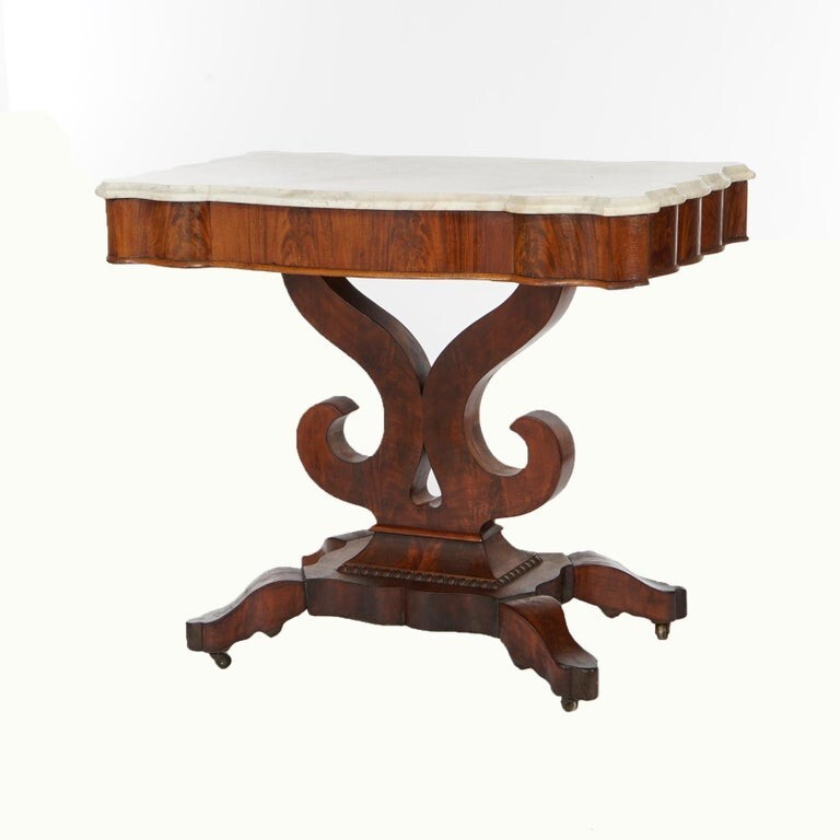 Antique Classical American Empire Mahogany & Marble Console Table, C1840 gallery