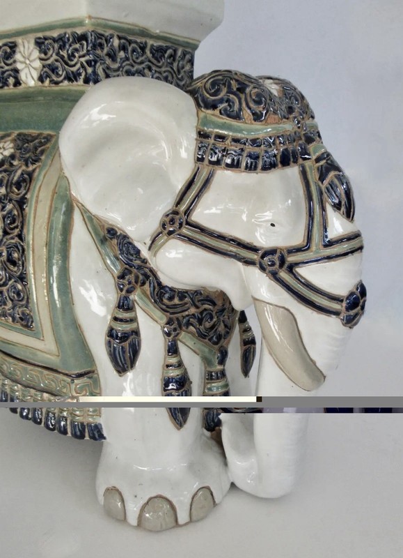 Vintage Ceramic Glazed Elephant Side/Occasional Table, and.or Occasional Seat gallery