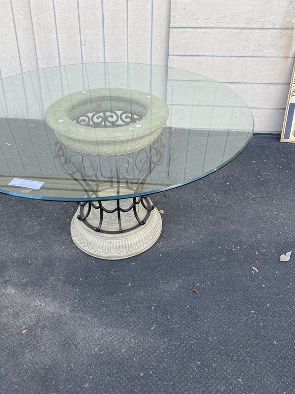 66359 BOMBAY Furniture Glass Top Foyer Dining Table with Fancy base gallery