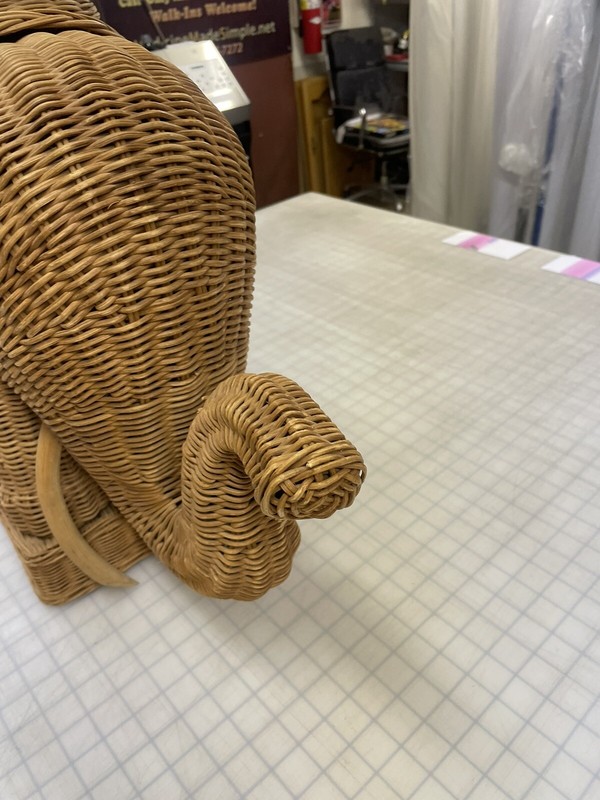 Vintage Rattan Wicker Elephant Side Table Plant Stand End Table gallery