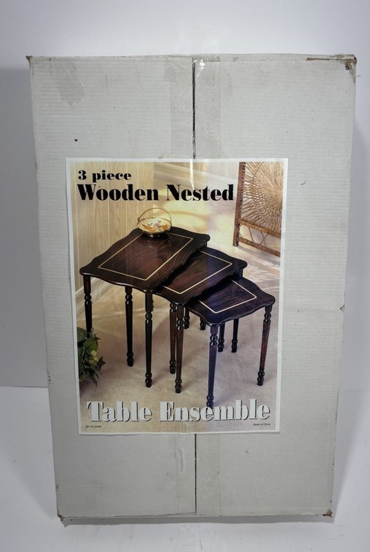 Vintage Set of 3 Wood Nesting Tables Mid-Century Modern 52690